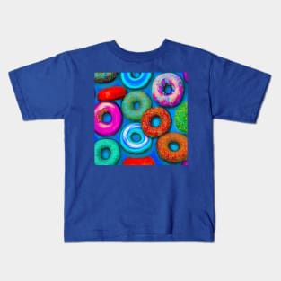 Colorful Donuts Teal Kids T-Shirt
